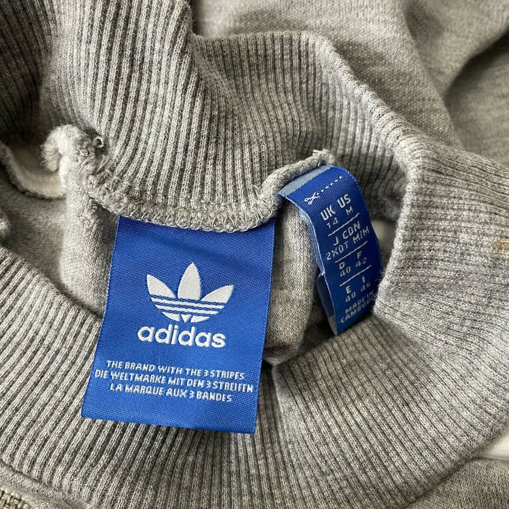 Adidas Three Stripes Trefoil crop top Sweatshirt Size M Black White Gray - Picture 8 of 8